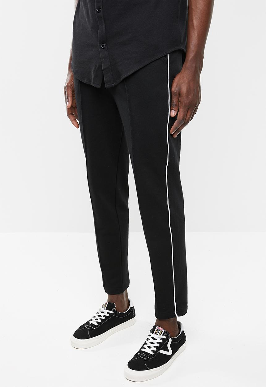 Superbalist - Tapered pintuck,piping cropped sweatpants - black