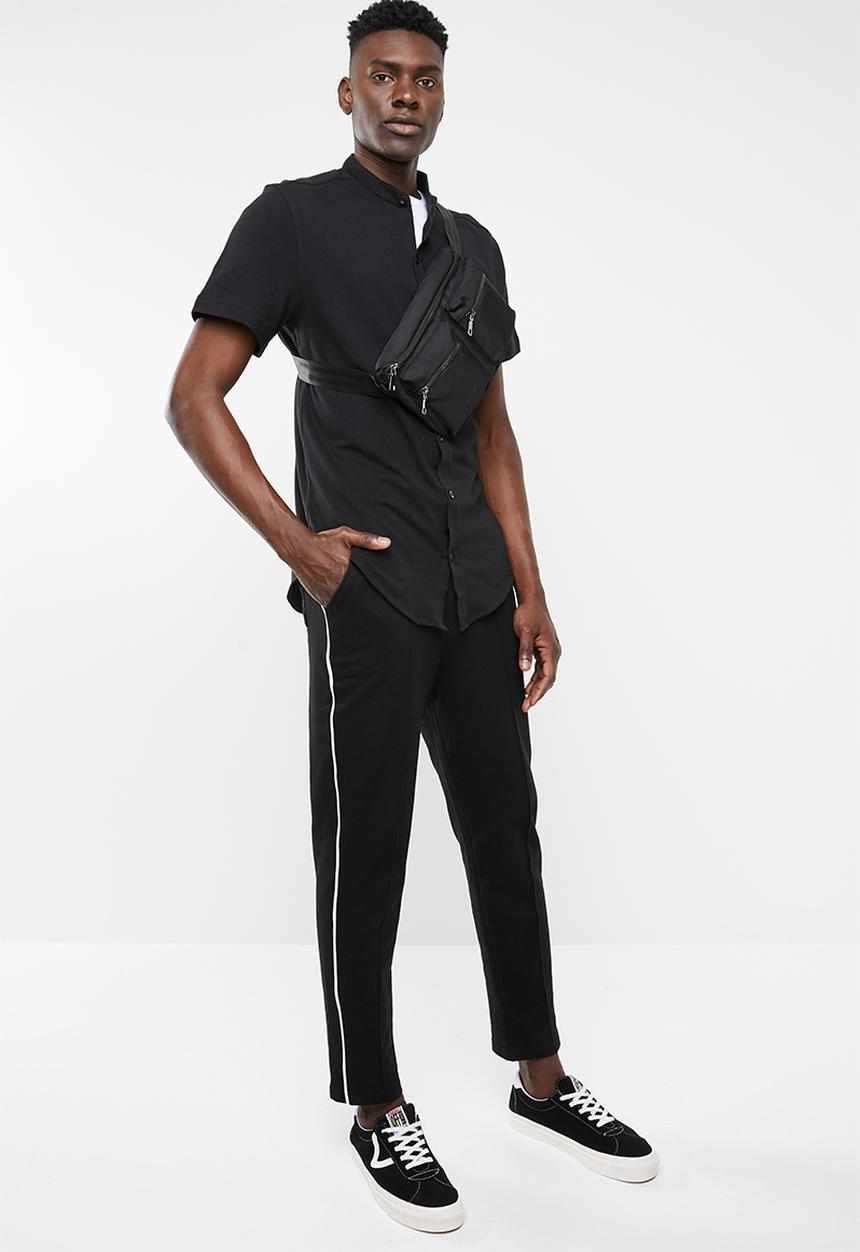 Superbalist - Tapered pintuck,piping cropped sweatpants - black