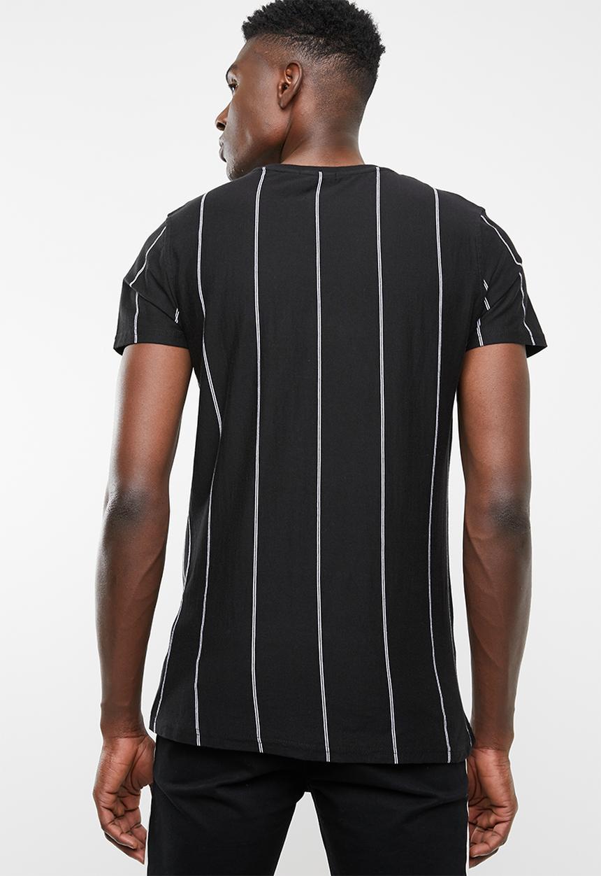 Superbalist - Vertical stripe crew neck tee - black & white 