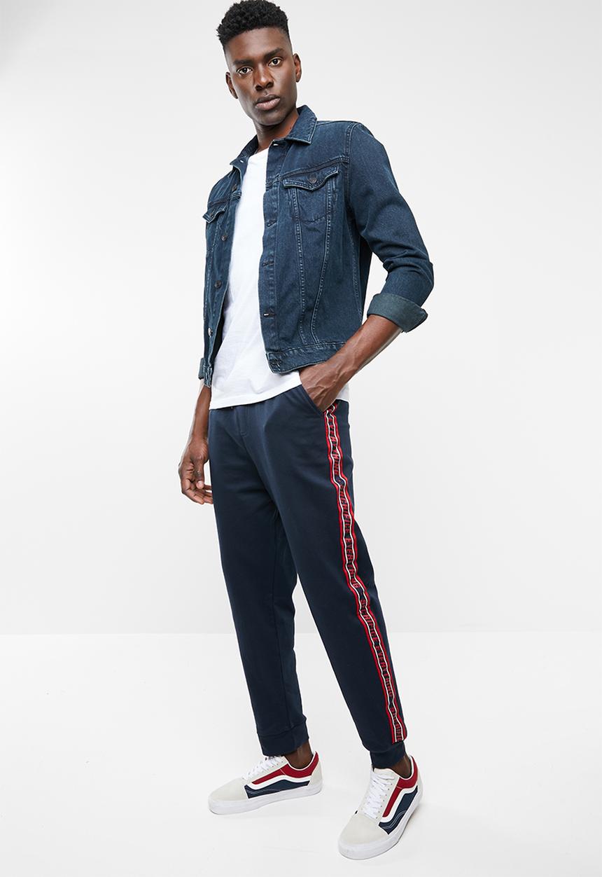 Superbalist - Slim fit printed tape sweatpant - navy & red 
