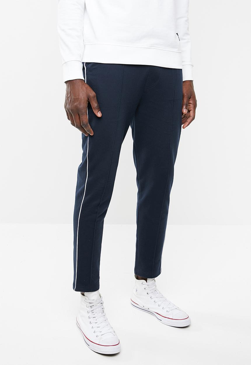 Superbalist - Tapered pintuck,piping cropped sweatpants - navy