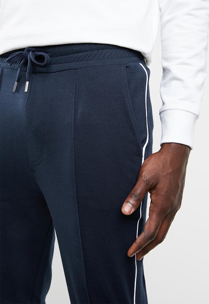 Superbalist - Tapered pintuck,piping cropped sweatpants - navy