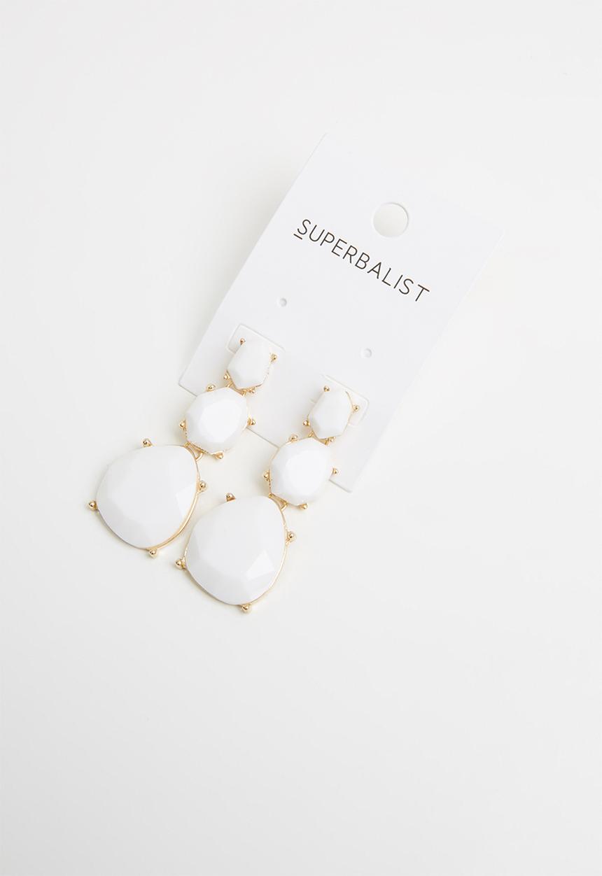 Superbalist - Anna resin drop earrings - white