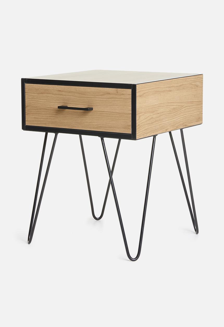 Sixth Floor - Penn 1 drawer bedside table - black&natural