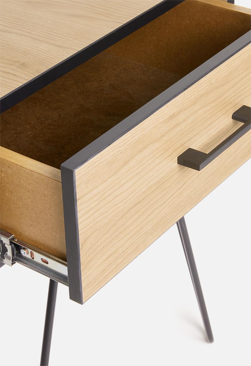 Sixth Floor - Penn 1 drawer bedside table - black&natural