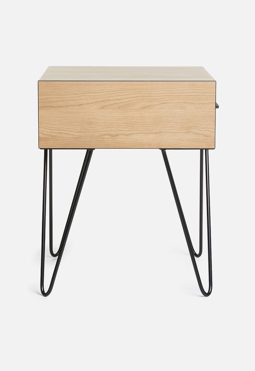 Sixth Floor - Penn 1 drawer bedside table - black&natural