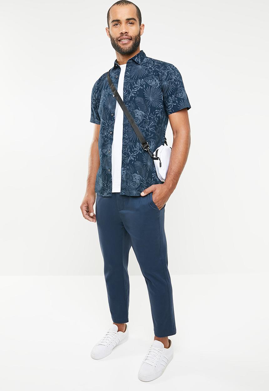 Only & Sons - Linus wide leg cropped pants - blue