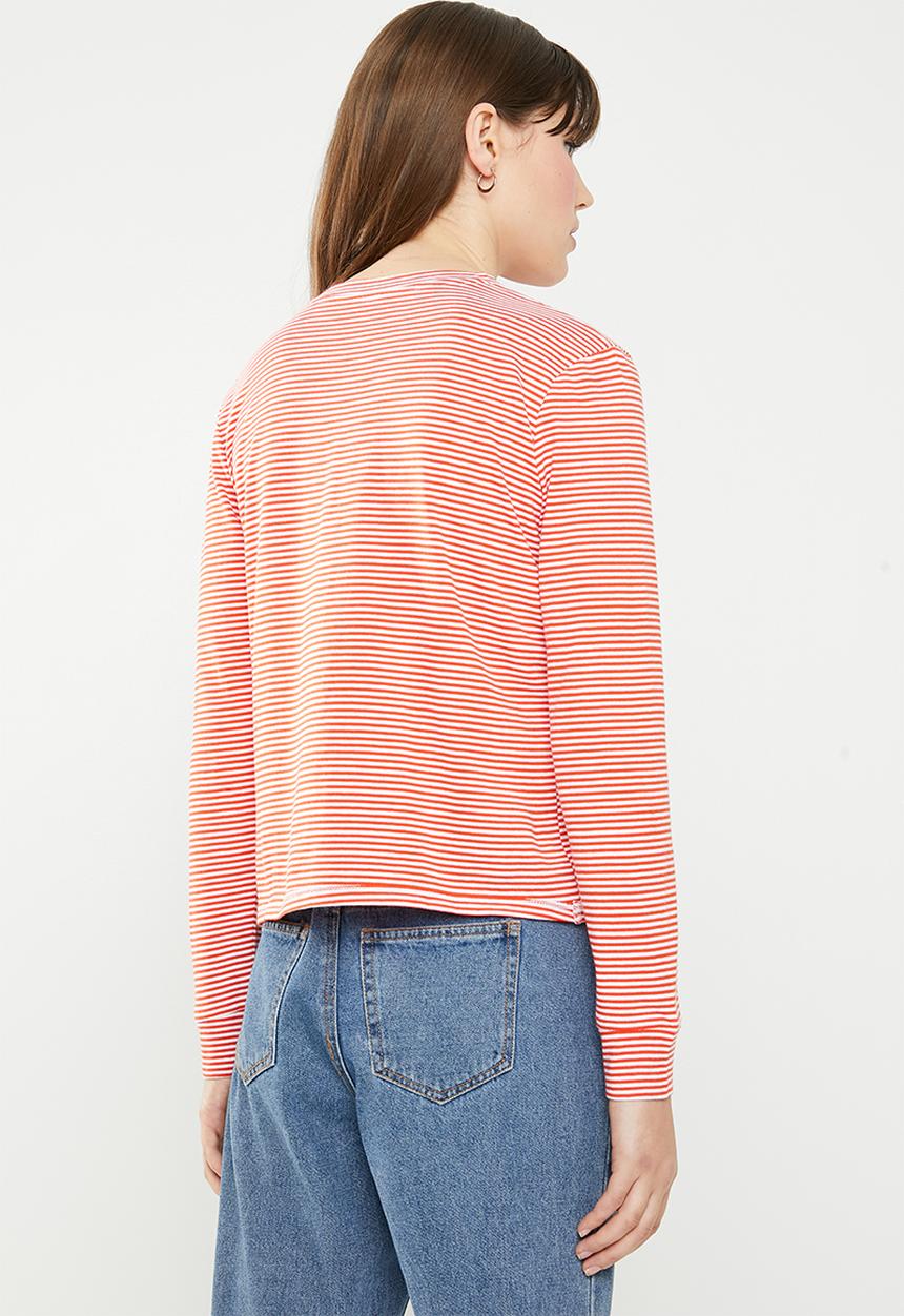 Cotton On - Classic slogan long sleeve tee - red & white
