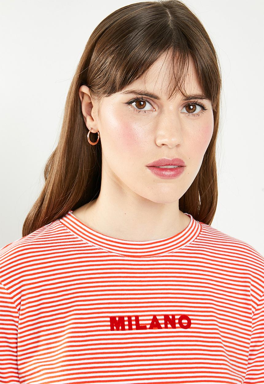 Cotton On - Classic slogan long sleeve tee - red & white