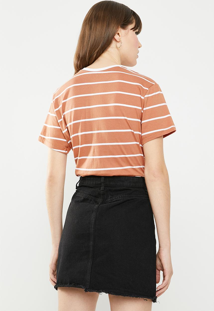 Cotton On - Classic slogan merci beaucoup tee - orange & white