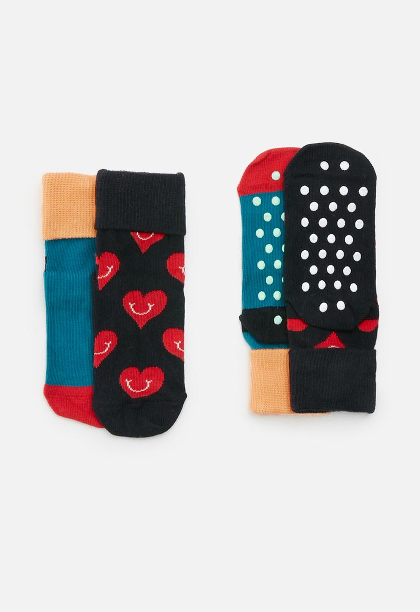 Happy Socks - 2-pack smiley heart anti-slip socks - multi
