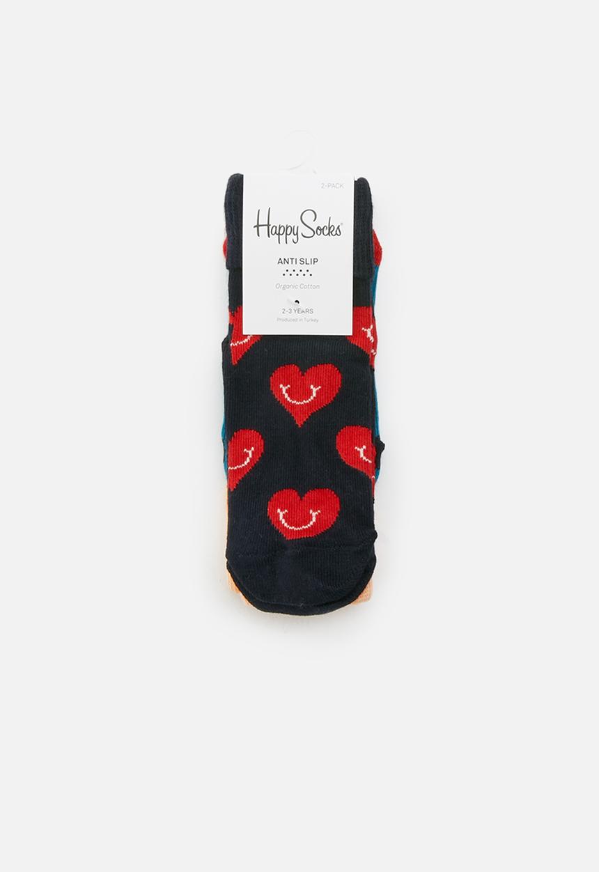 Happy Socks - 2-pack smiley heart anti-slip socks - multi