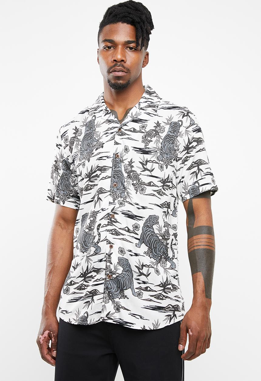 Only & Sons - Pilas tiger viscose shirt - white