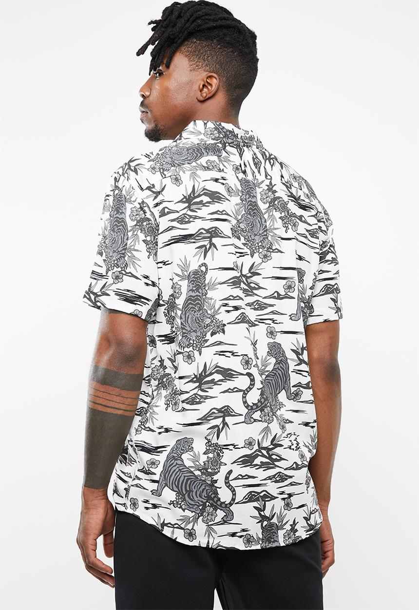Only & Sons - Pilas tiger viscose shirt - white