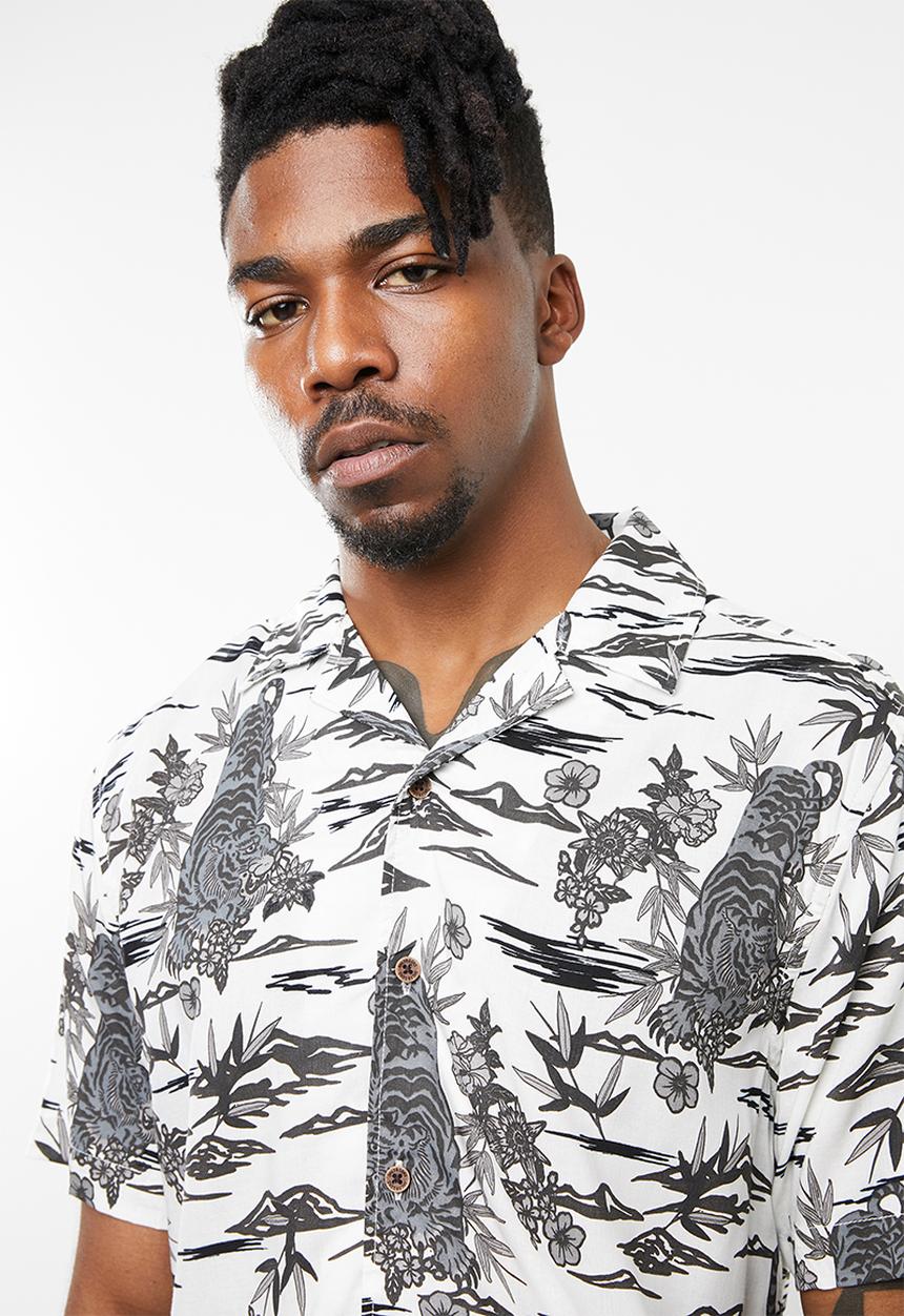 Only & Sons - Pilas tiger viscose shirt - white