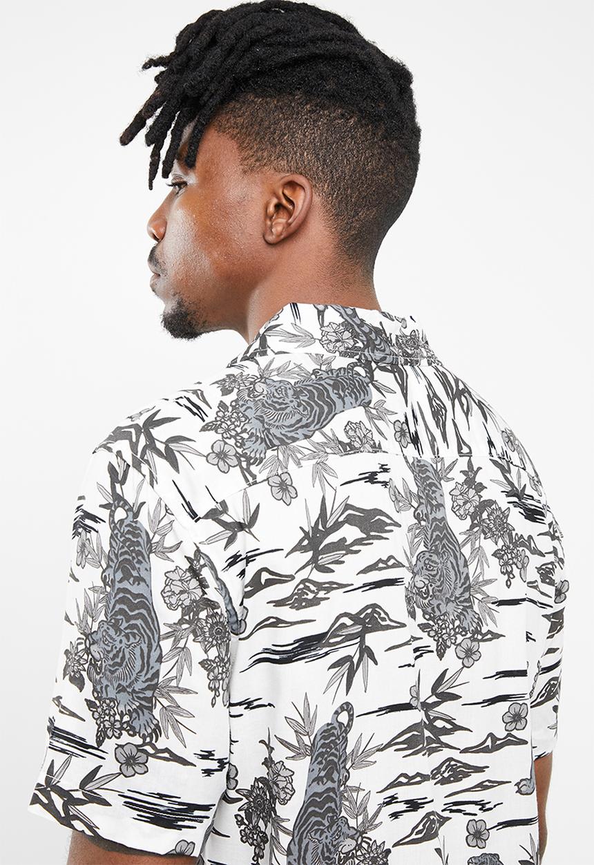 Only & Sons - Pilas tiger viscose shirt - white