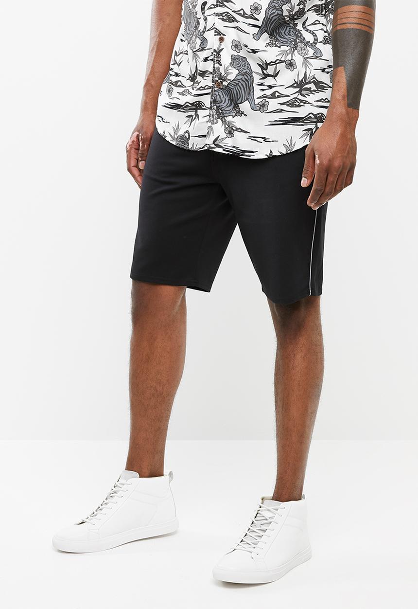 Only & Sons - Aged stripe shorts - black