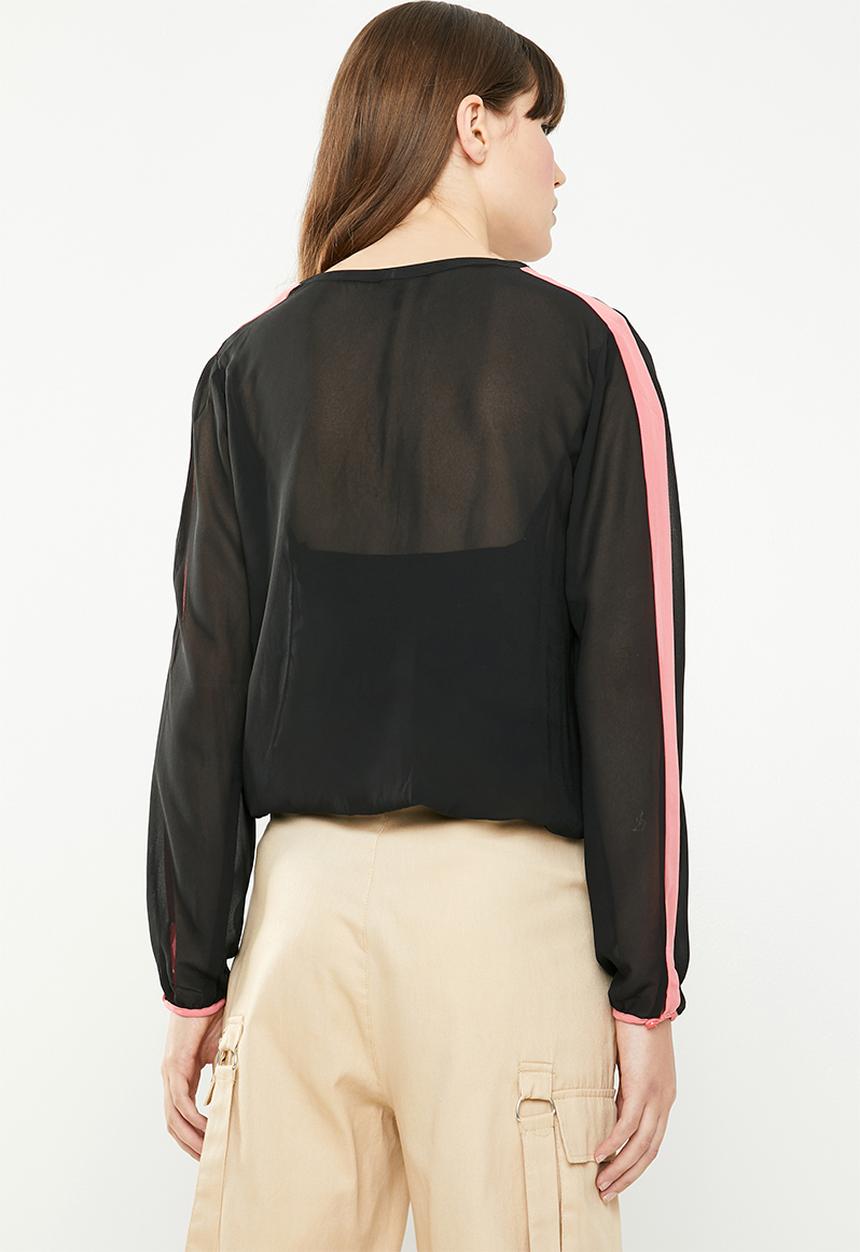 STYLE REPUBLIC - Cropped blouse - black & pink