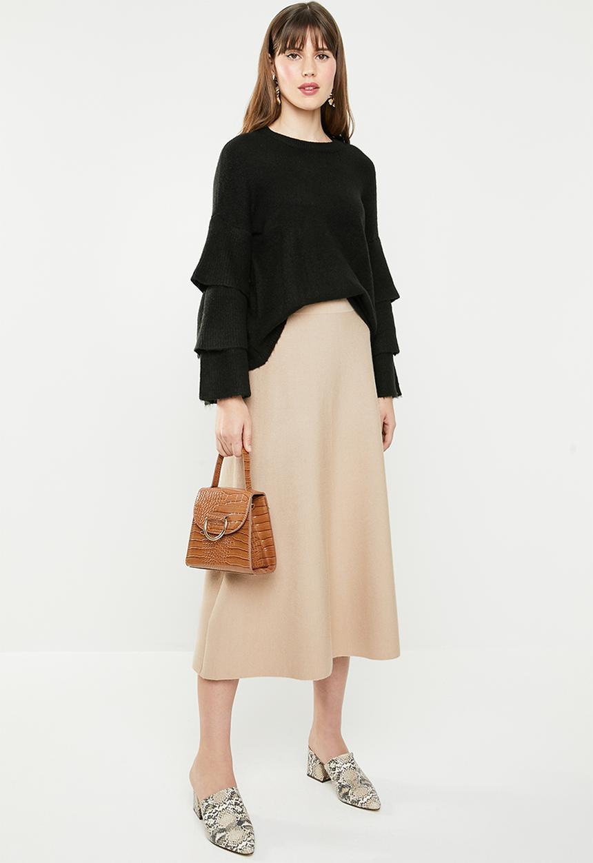ONLY - Flower ruffle pullover knit - black
