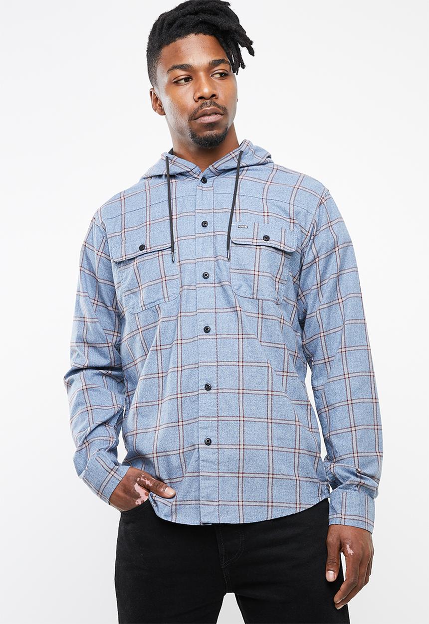 Hurley - Aaron hood long sleeve shirt - blue