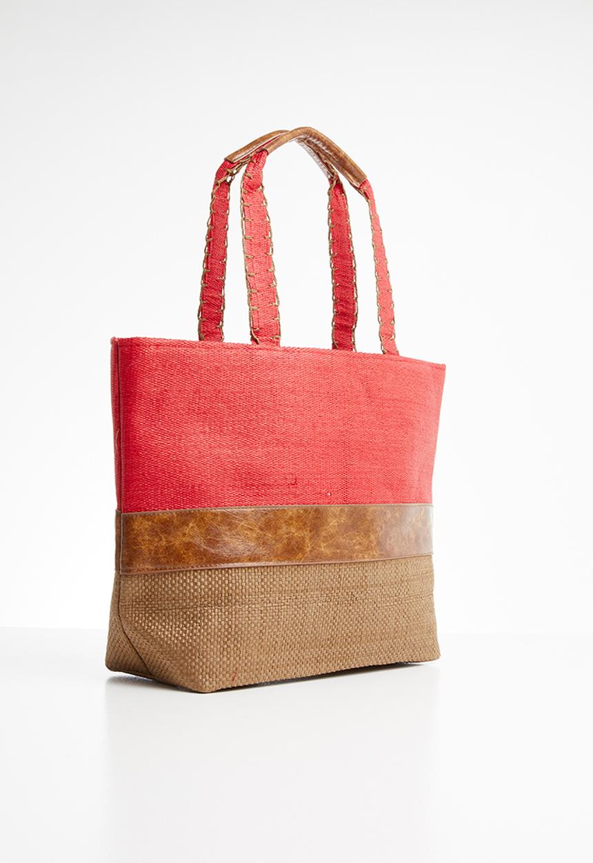 STYLE REPUBLIC - Woven PU shopper bag - red & tan