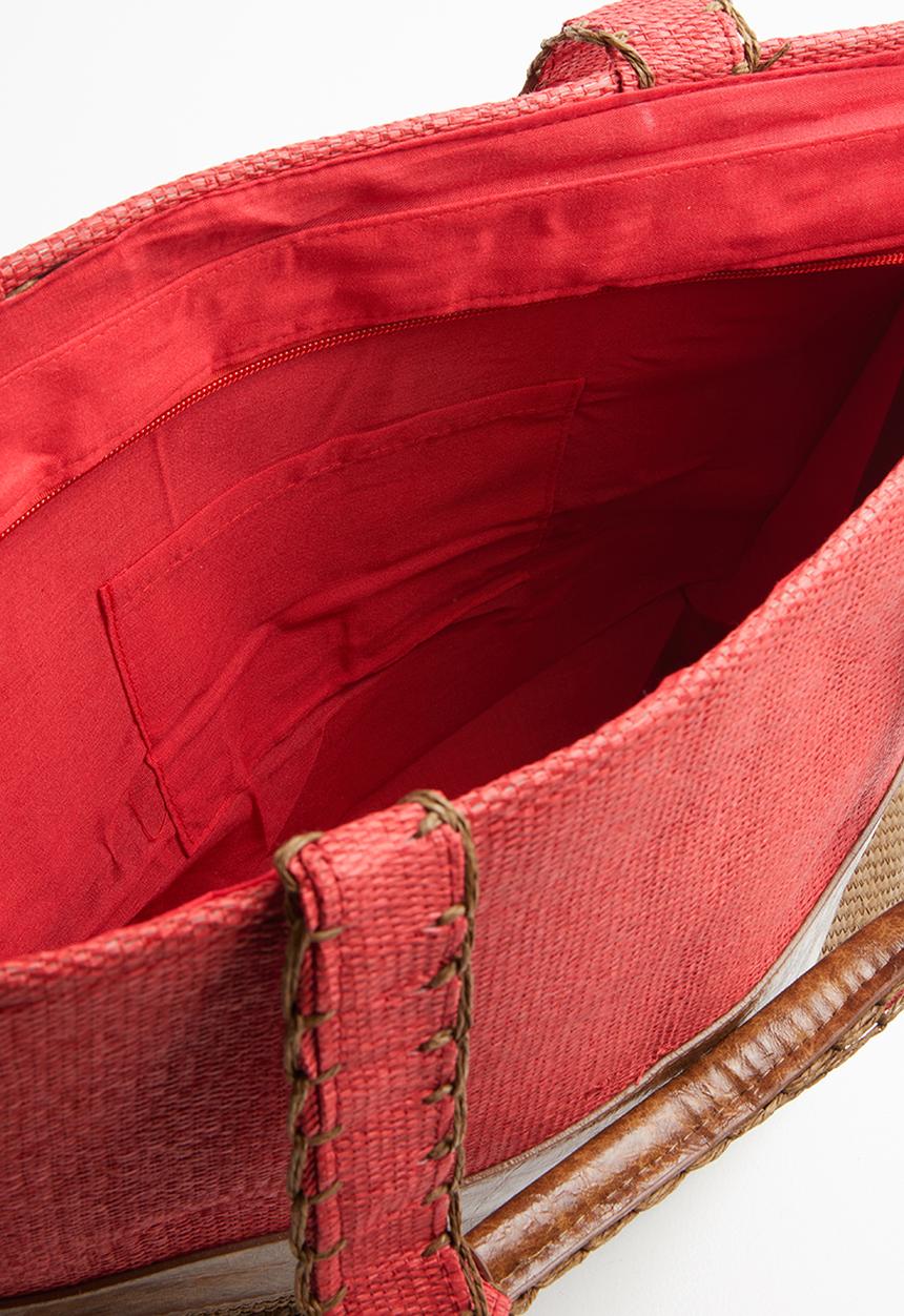 STYLE REPUBLIC - Woven PU shopper bag - red & tan