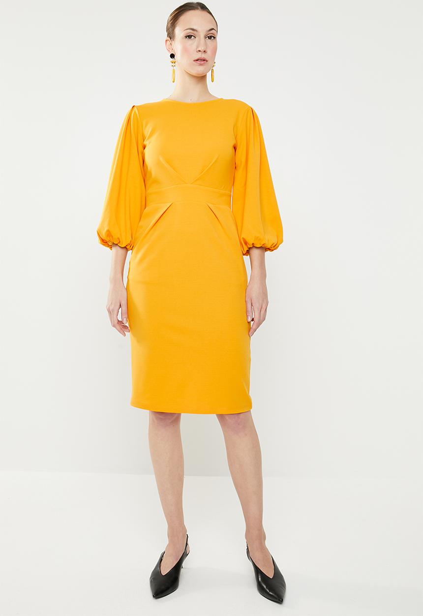 edit - Dress with lantern sleeve - yellow
