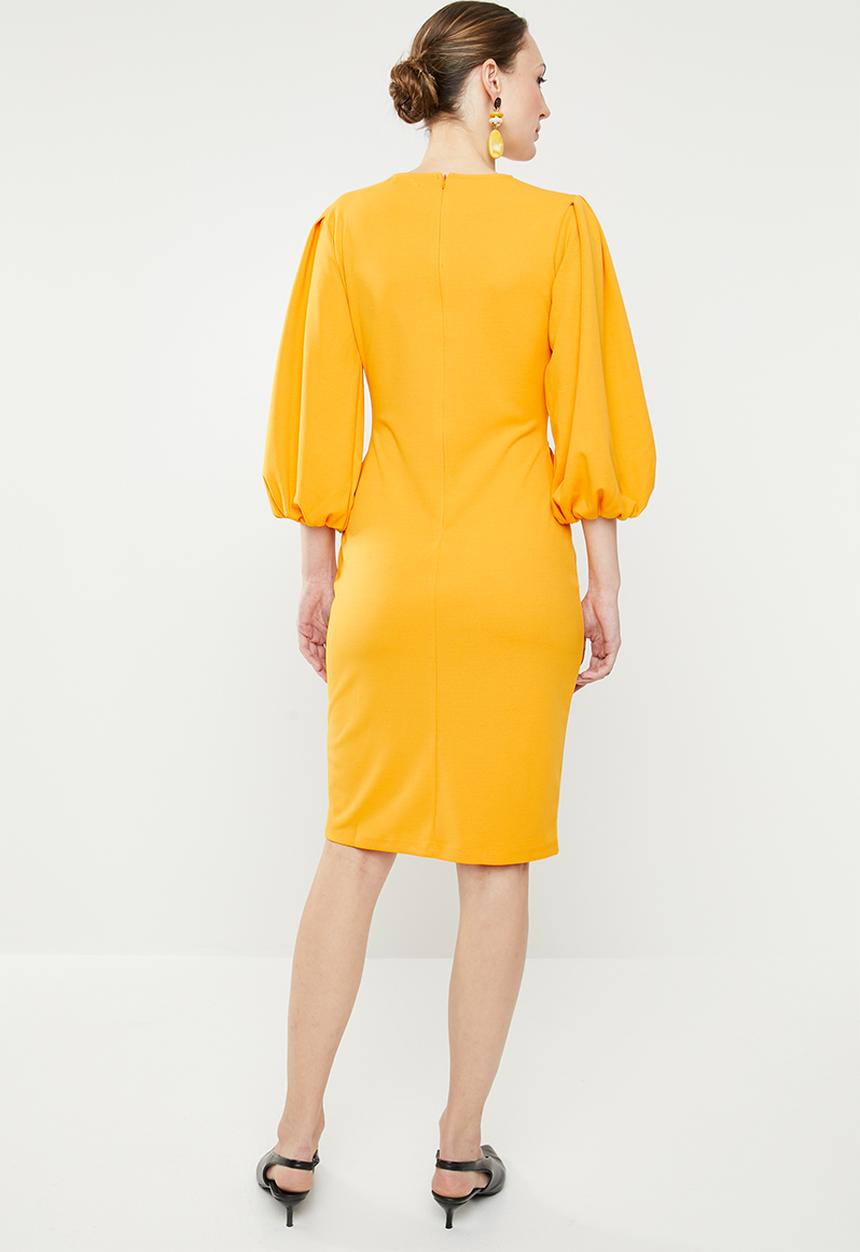 edit - Dress with lantern sleeve - yellow