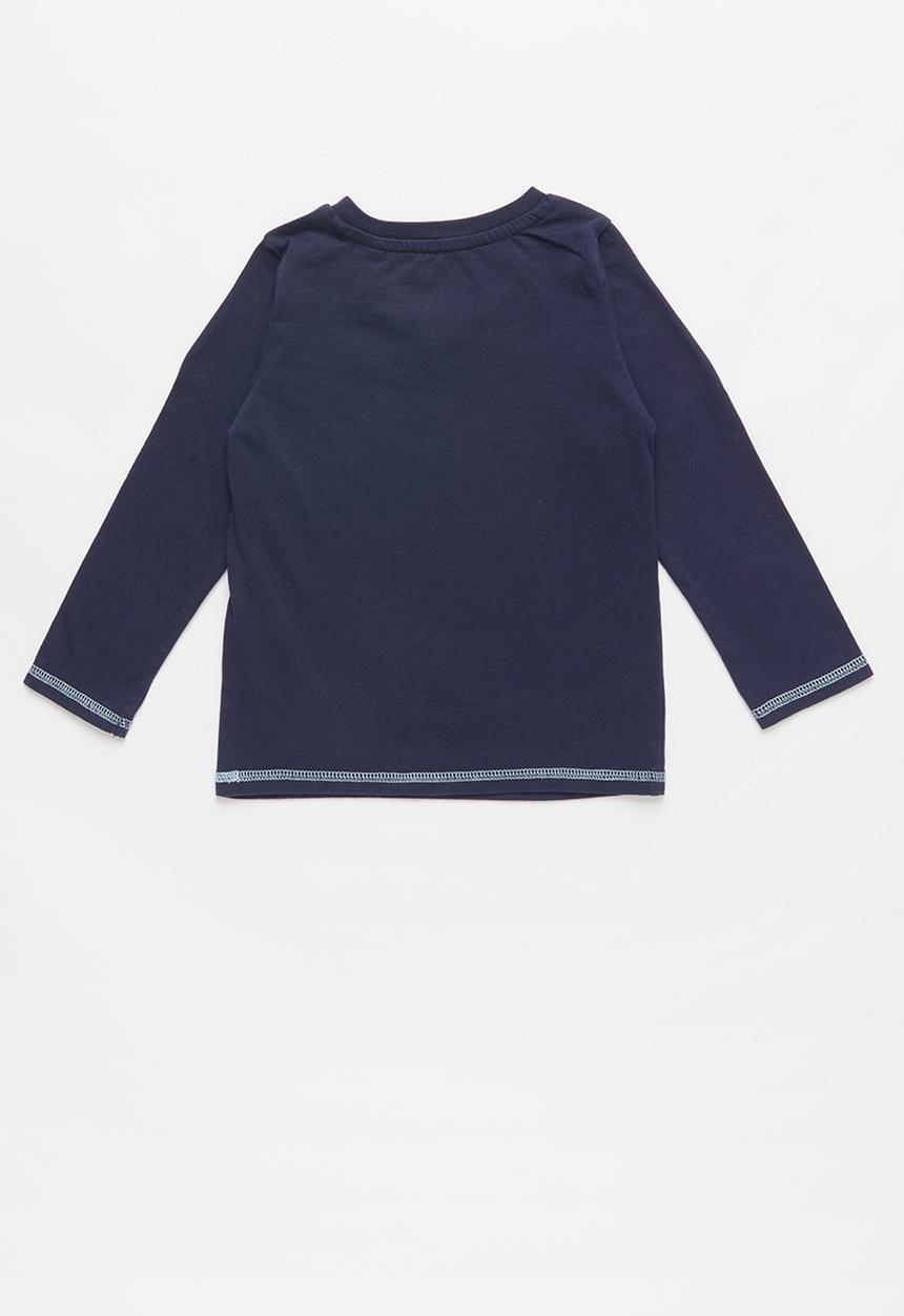 GUESS - Long sleeve guess branded v-neck tee - navy