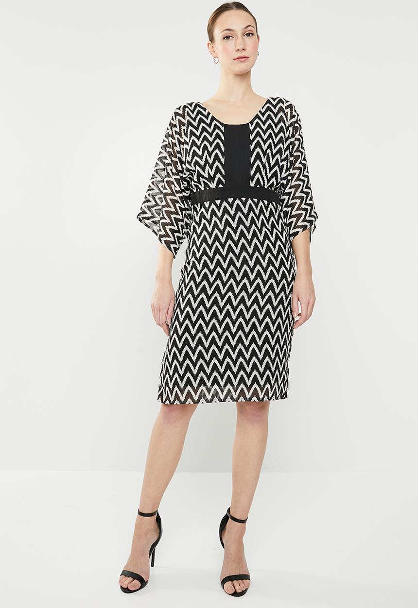 edit - Contrast midi dress - black & white