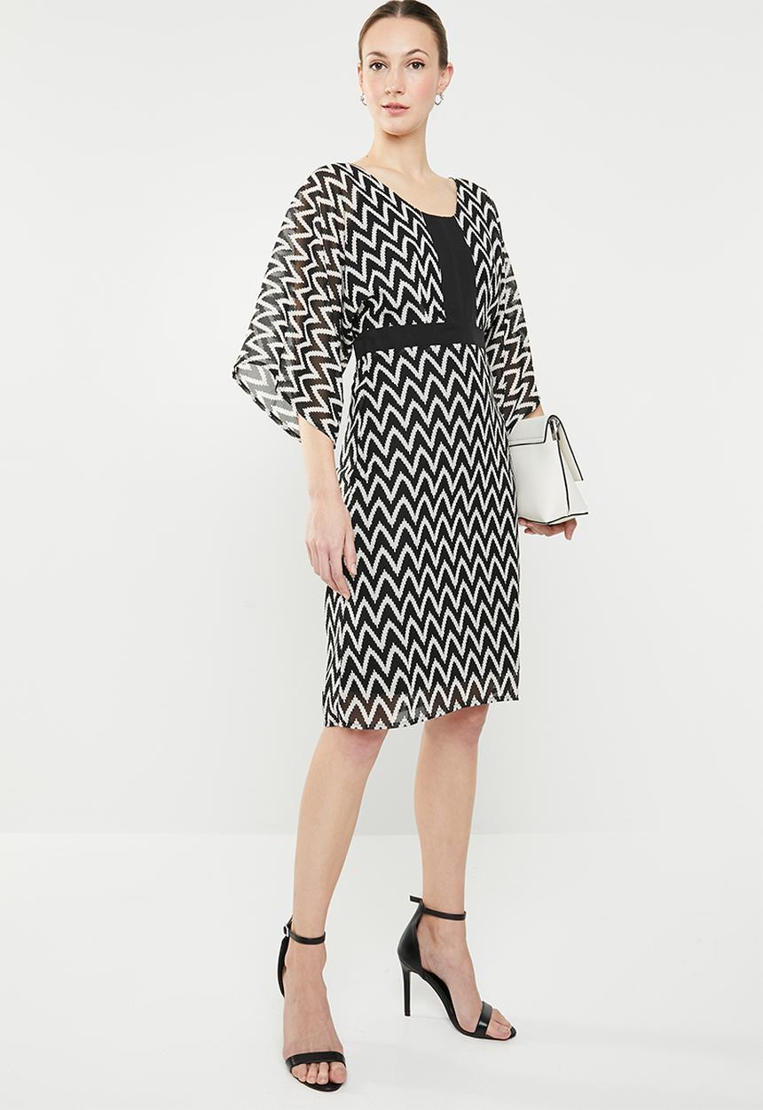 edit - Contrast midi dress - black & white