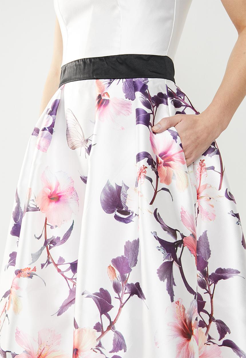 edit - Colour block satin dress ivory - multi