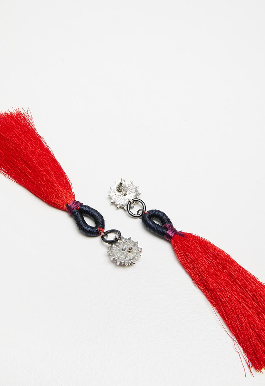 STYLE REPUBLIC - Tassel earrings - navy & red