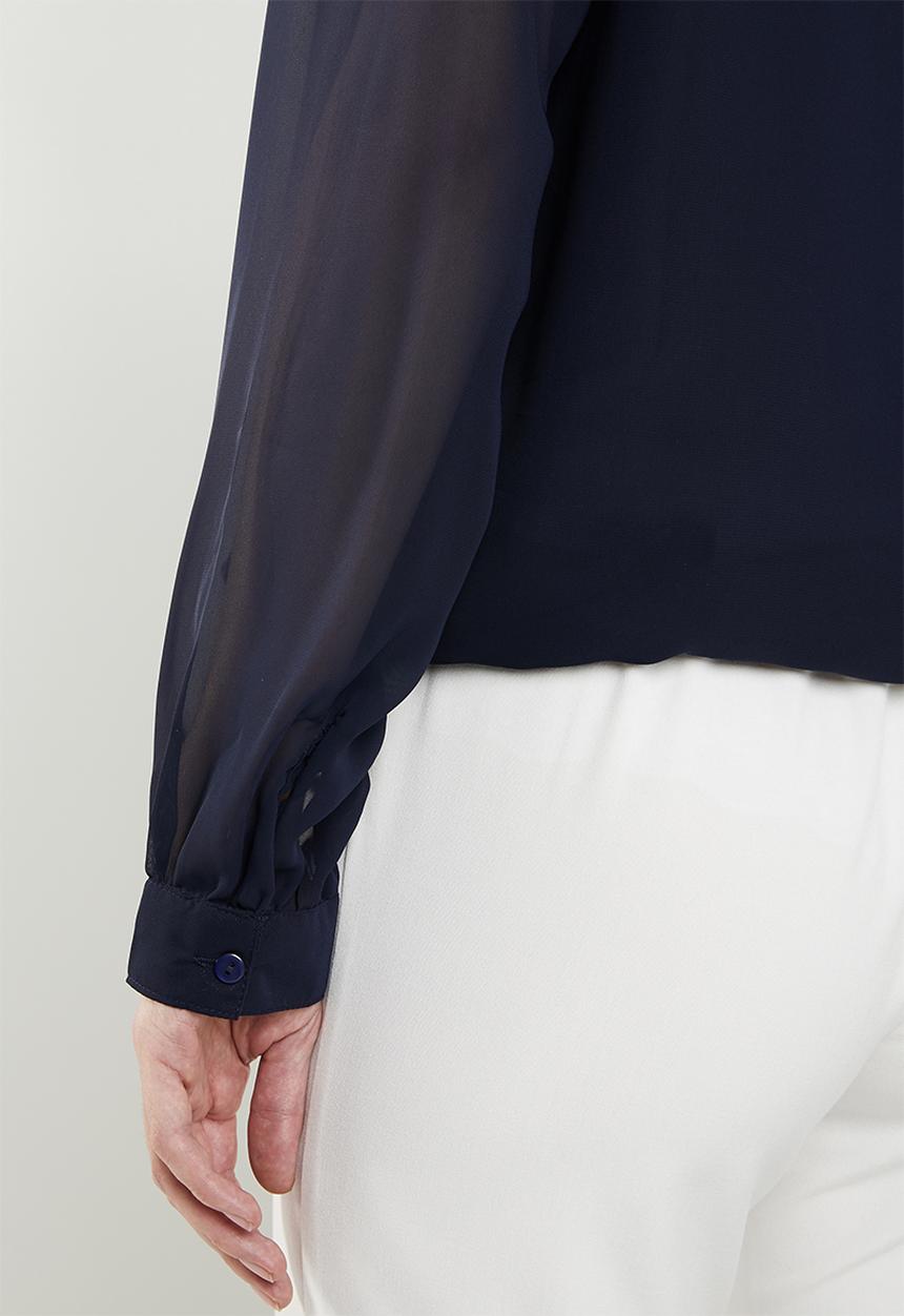 edit - V-neck blouse - navy