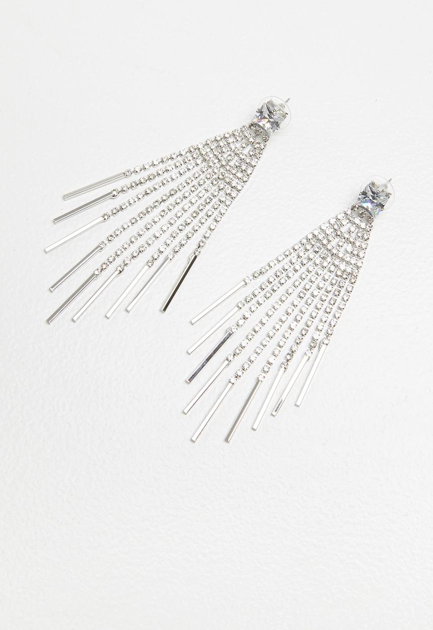 STYLE REPUBLIC - Multi-chain diamante earrings - Silver