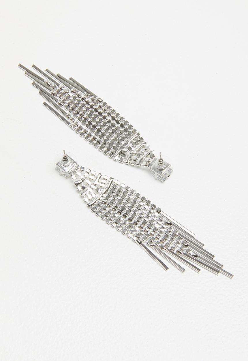 STYLE REPUBLIC - Multi-chain diamante earrings - Silver