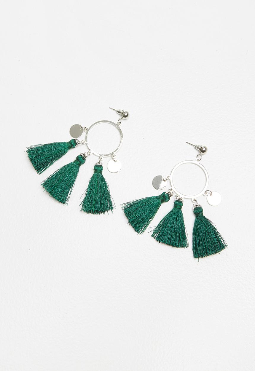 STYLE REPUBLIC - Tassel earrings - green & silver