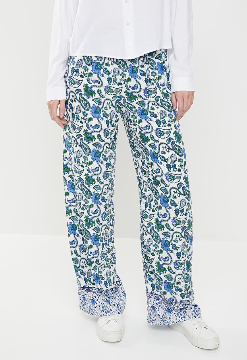 edit - Border print pants with draw cord - multi