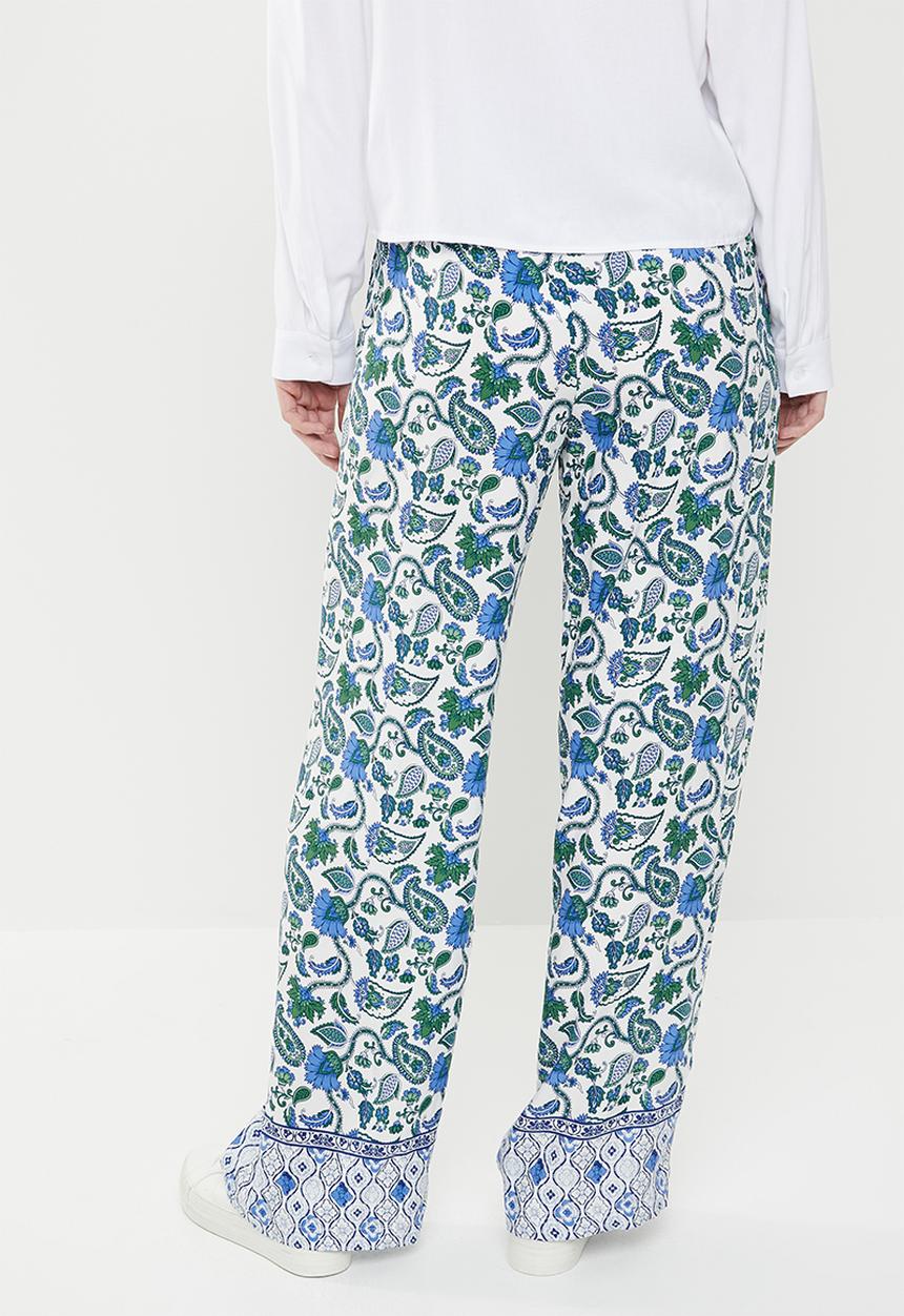 edit - Border print pants with draw cord - multi