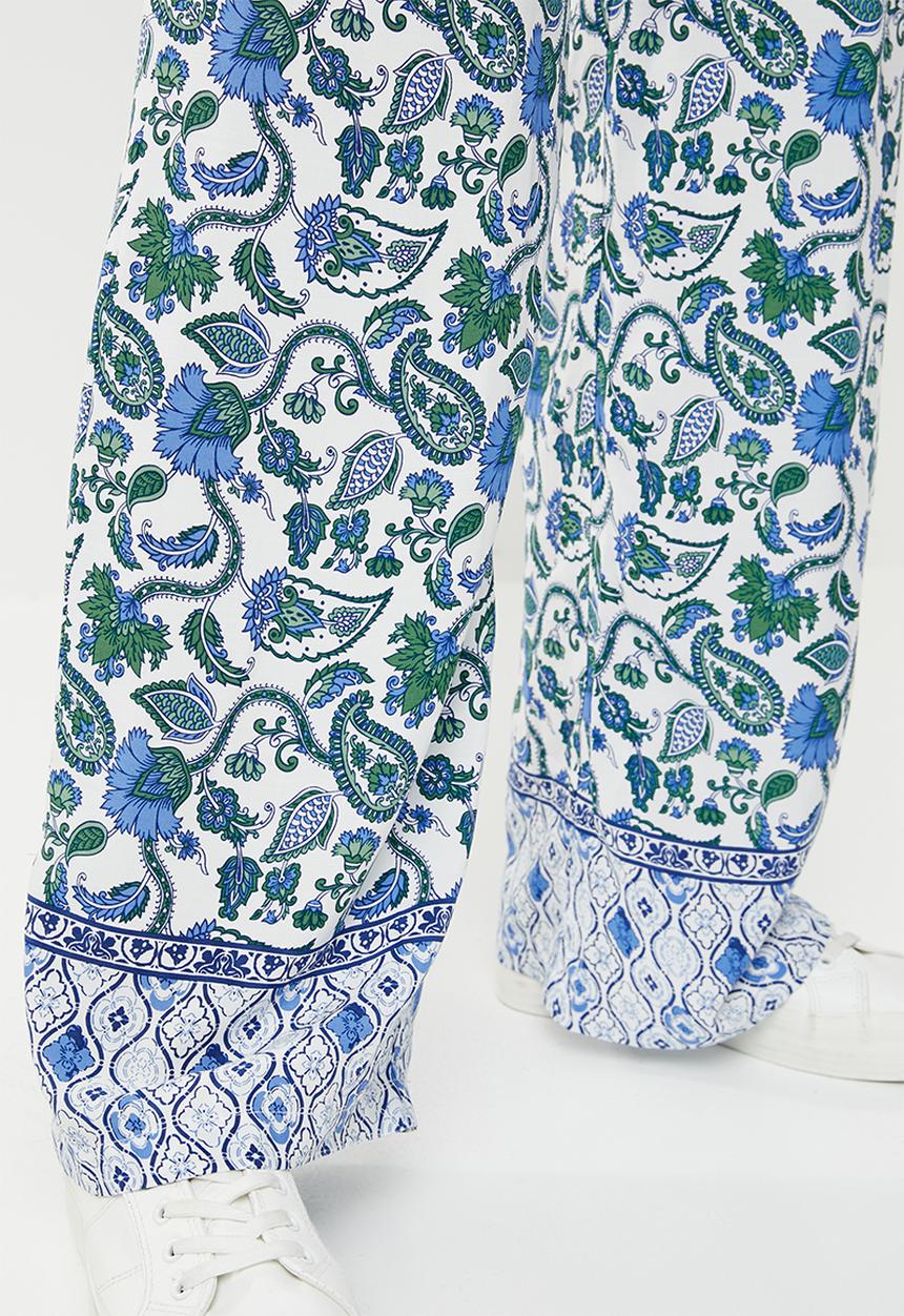 edit - Border print pants with draw cord - multi