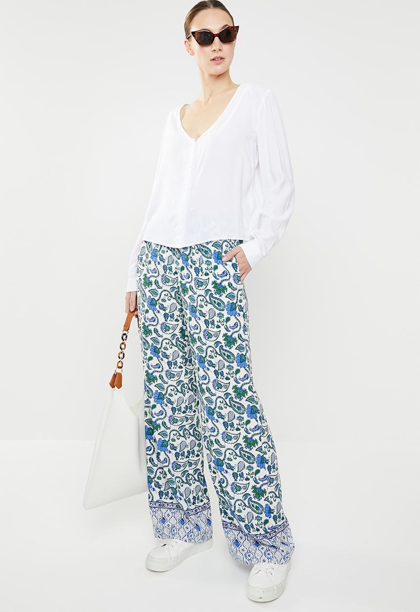 edit - Border print pants with draw cord - multi