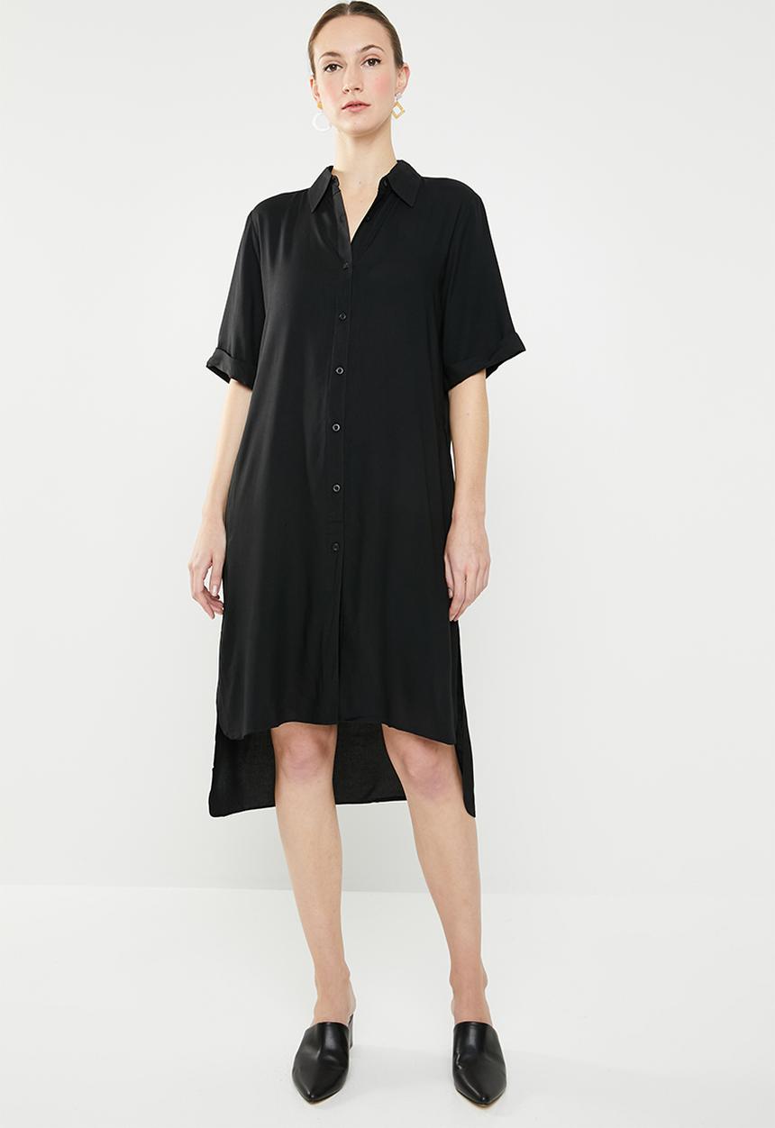 edit - Hi-Lo shirt dress - black