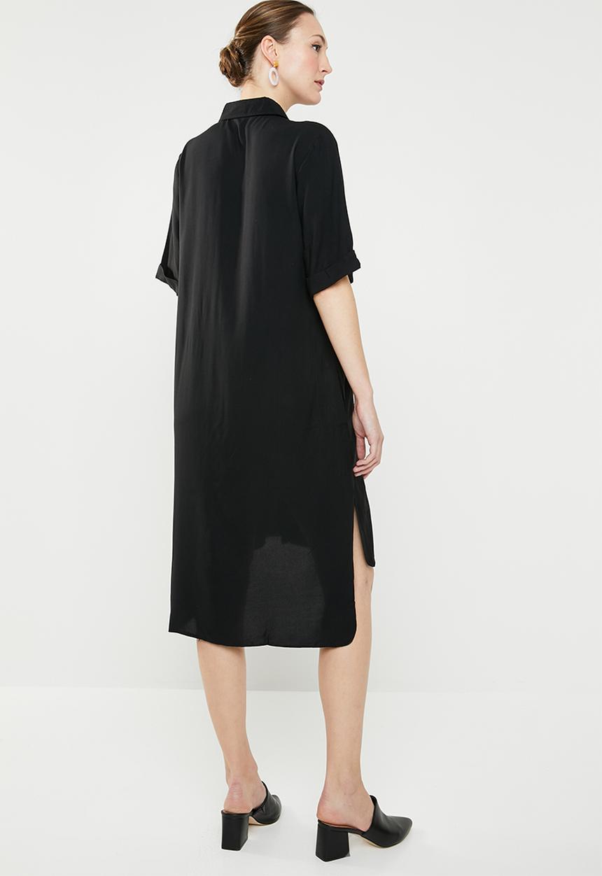 edit - Hi-Lo shirt dress - black