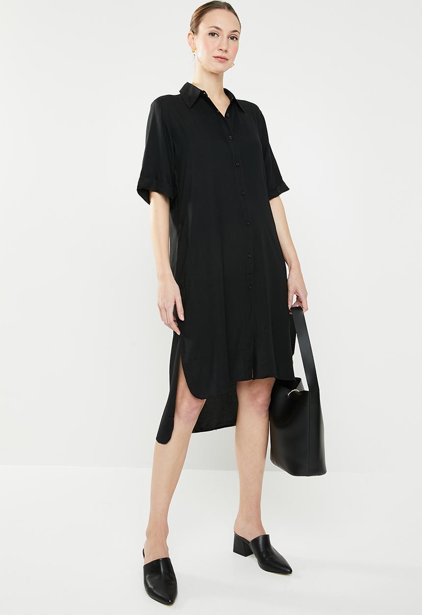 edit - Hi-Lo shirt dress - black