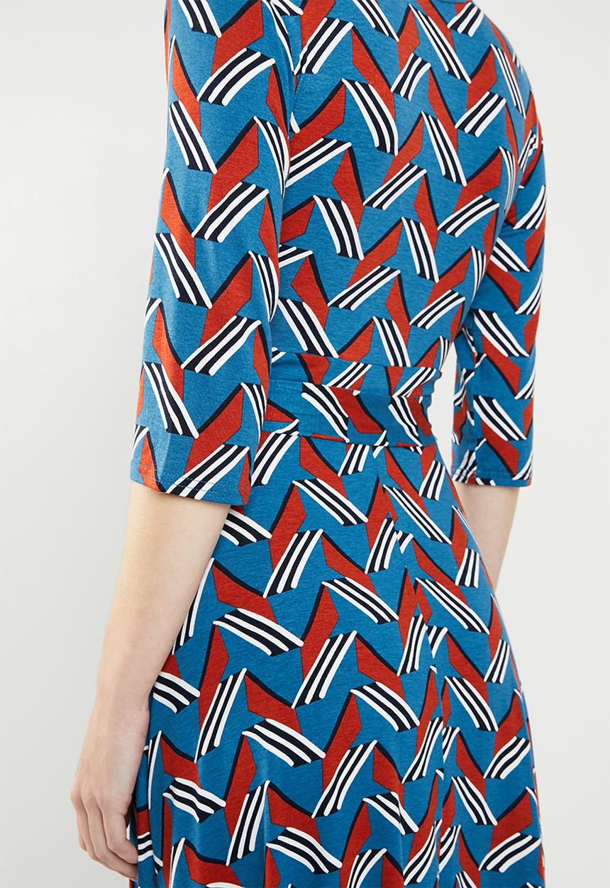 edit - Wrap over fit & flare dress - multi 