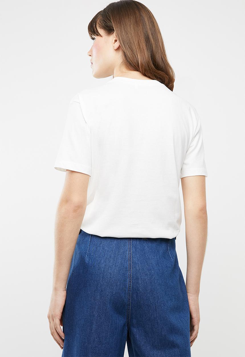 Jacqueline de Yong - Bugs short sleeve embellished top - white 