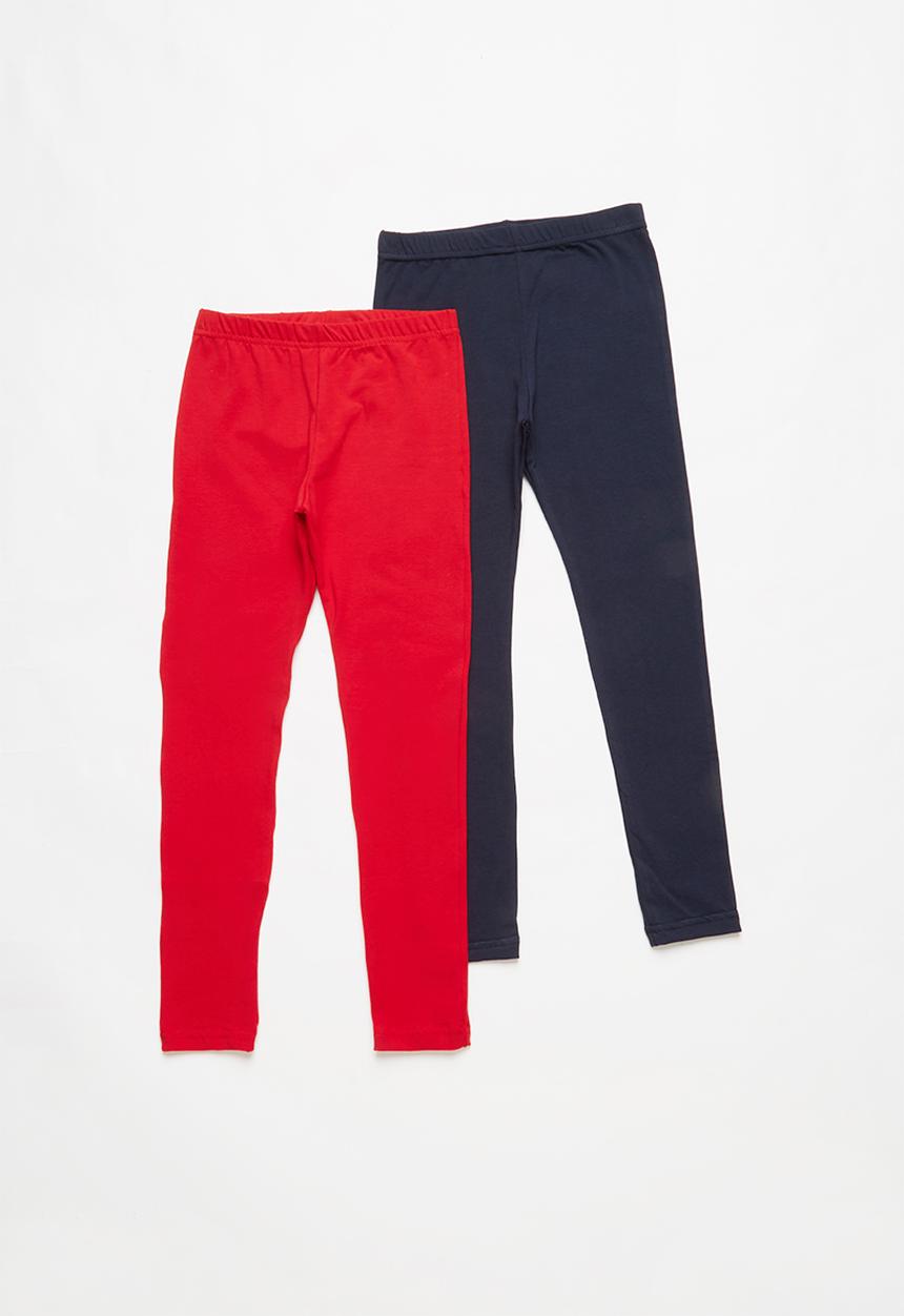 Pop Candy - Kids 2 pack leggings - navy & red