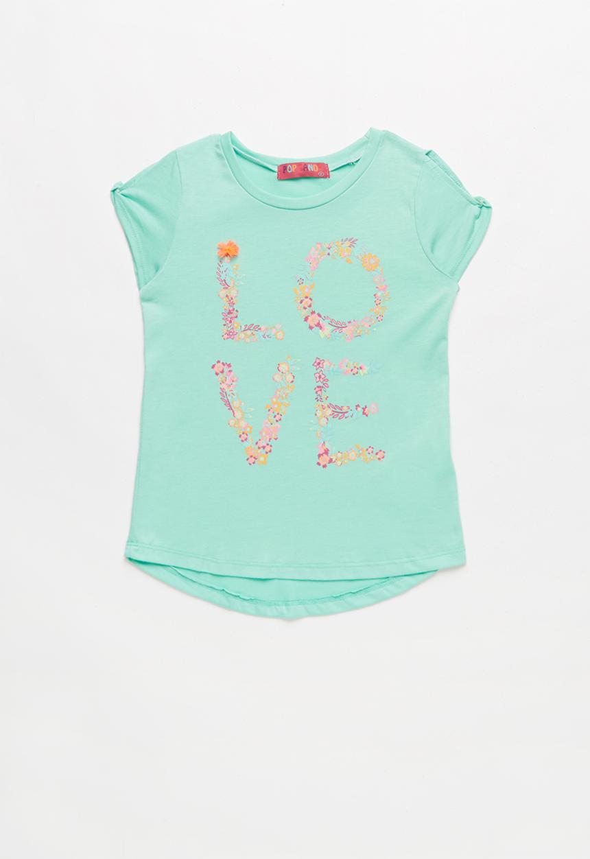 Pop Candy - Girls Love Printed Tee - mint