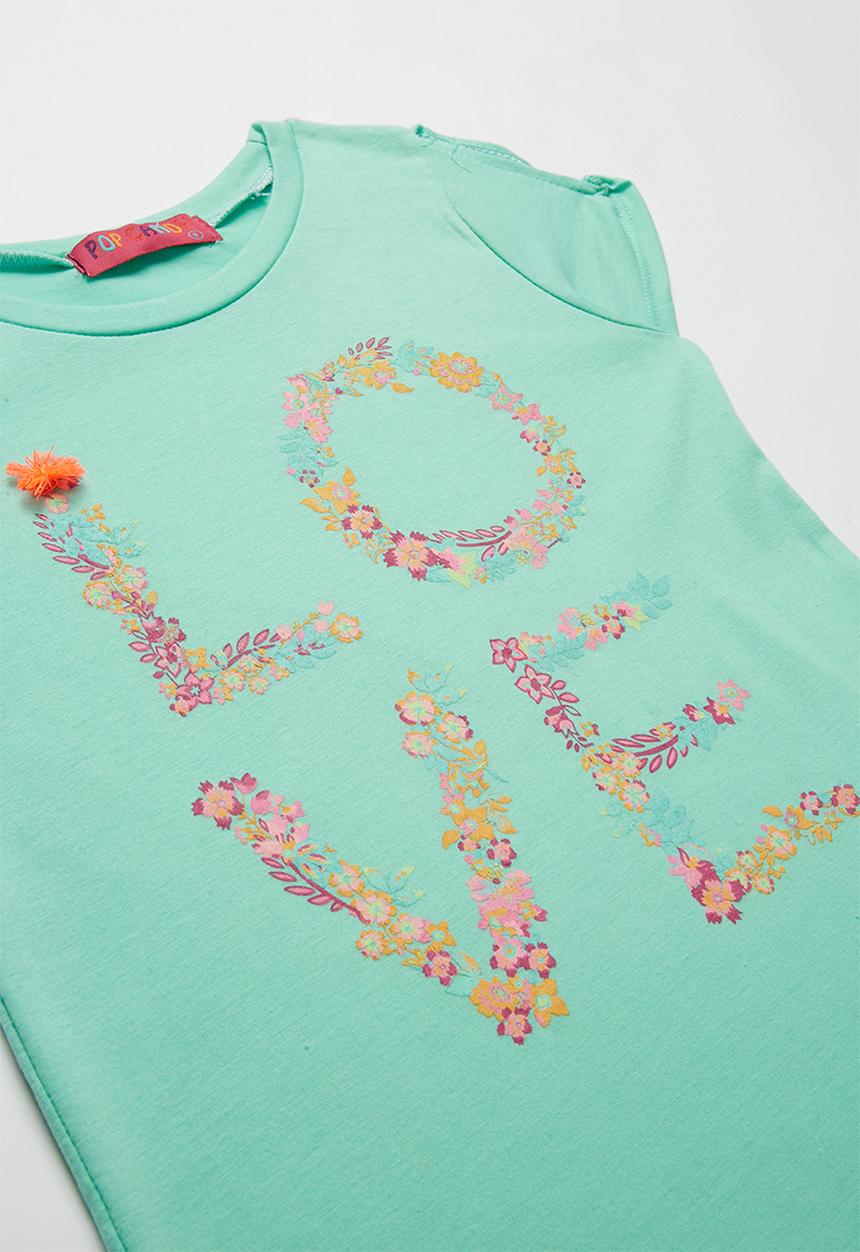 Pop Candy - Girls Love Printed Tee - mint