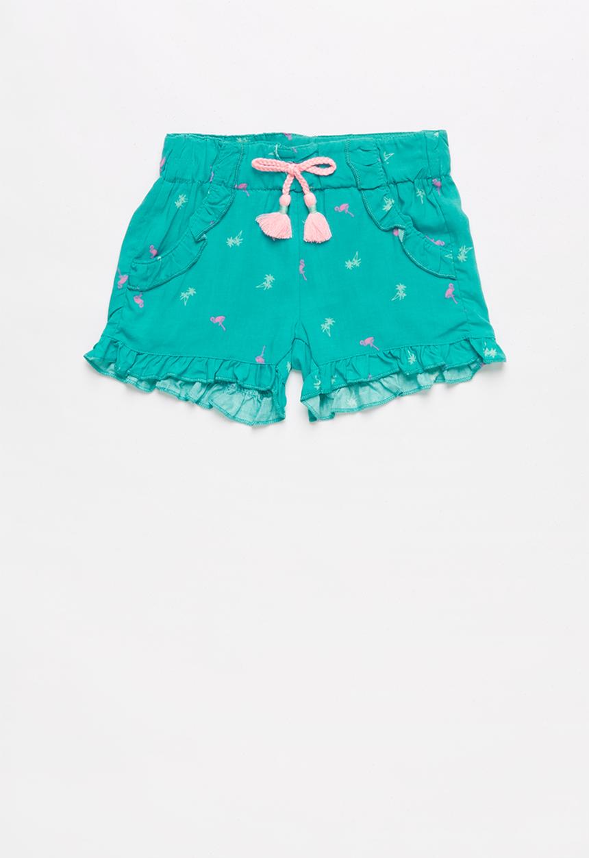 Pop Candy - Girls flouncing rayon shorts - blue